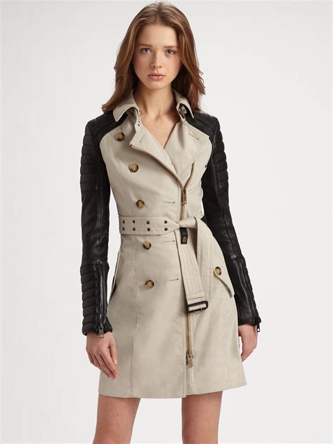 burberry prorsum trench coat leather sleeves|Burberry trench coat wool collar.